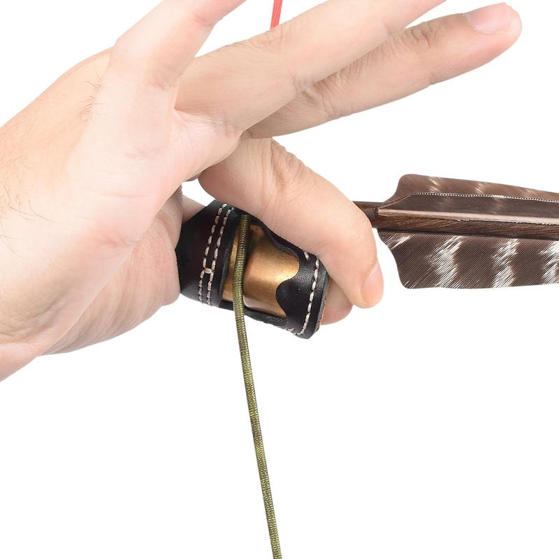 TY Archery Soft Leather & Brass Thumb Ring Archery Finger Protector for Mongolian Reurve Bow Finger Guard for Traditional Bow Shooting - Image 4